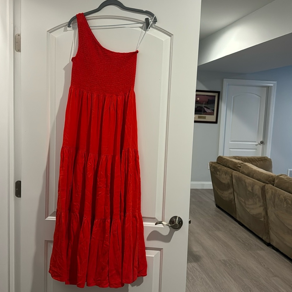 Mister Zimi One-Shoulder Red Maxi Dress